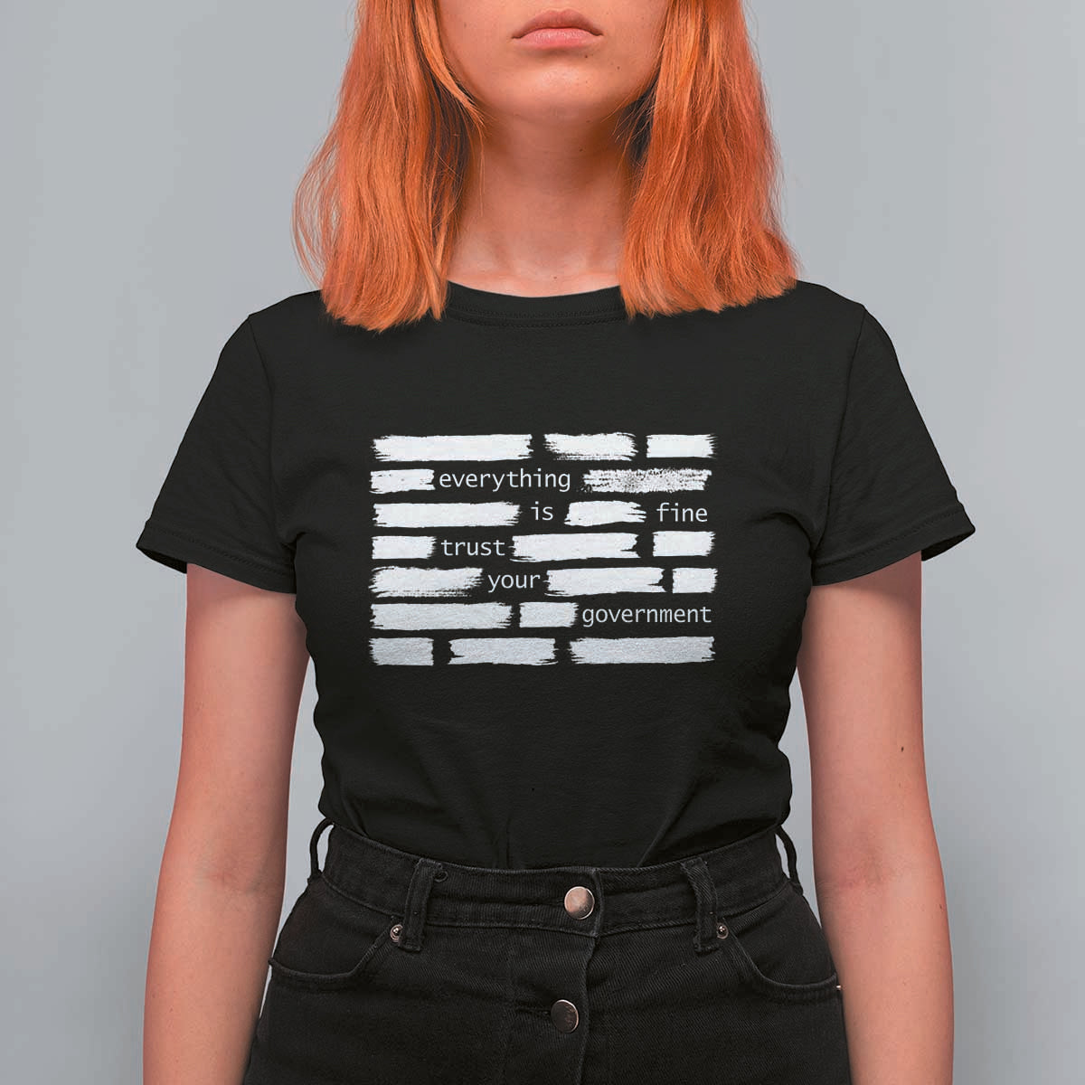 Everything Is Fine Trust Your Government T Shirt For Women Sarcastic Flag Political Satire Humor