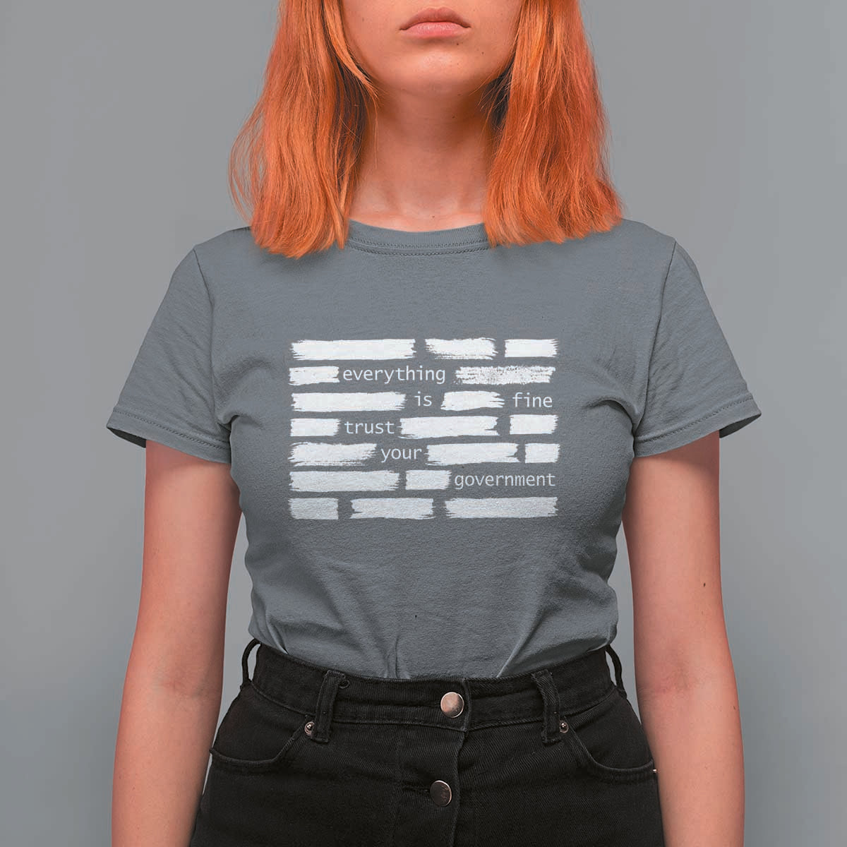 Everything Is Fine Trust Your Government T Shirt For Women Sarcastic Flag Political Satire Humor