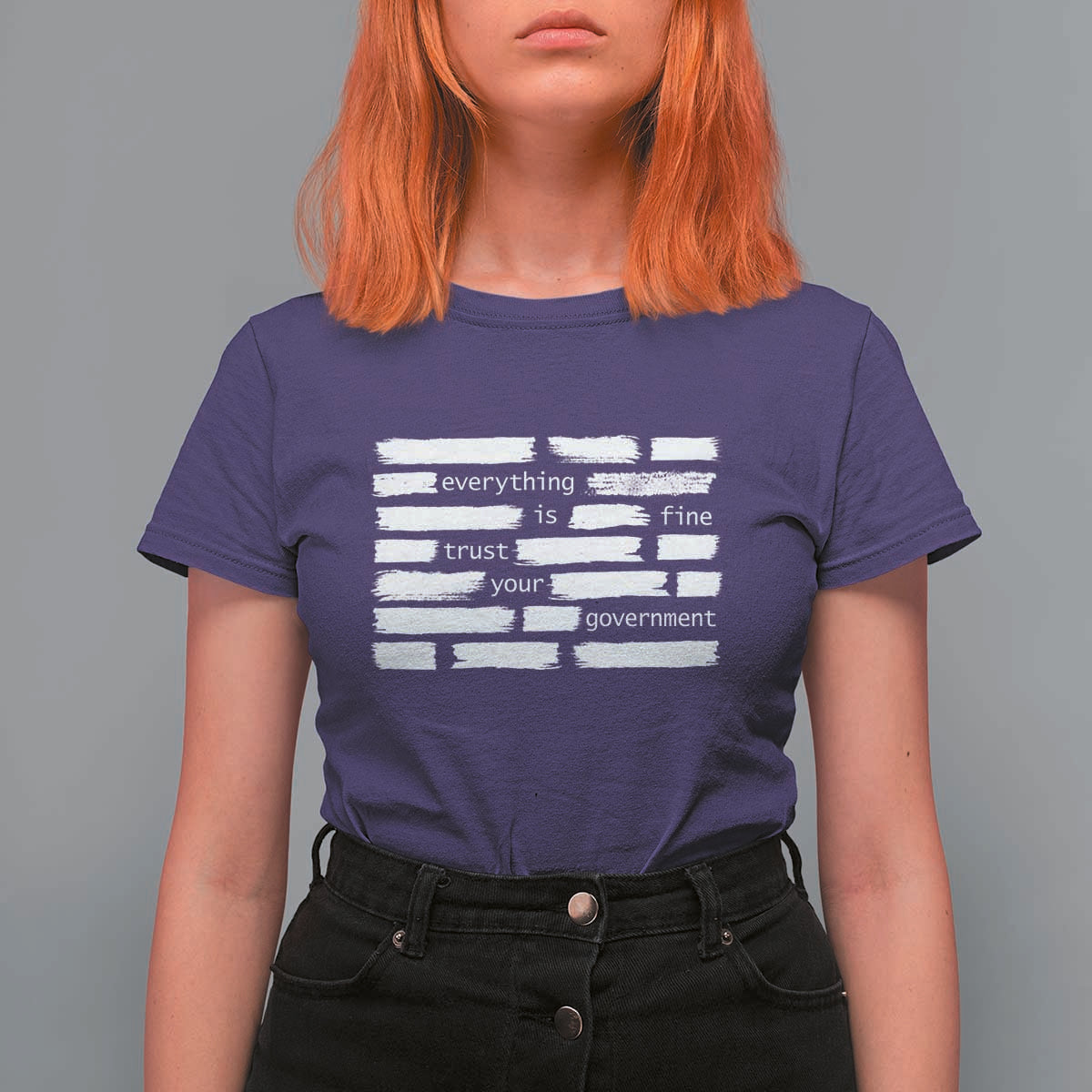 Everything Is Fine Trust Your Government T Shirt For Women Sarcastic Flag Political Satire Humor