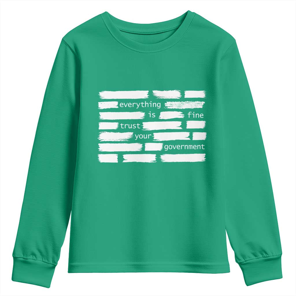 Everything Is Fine Trust Your Government Youth Sweatshirt Sarcastic Flag Political Satire Humor