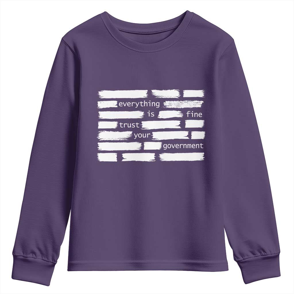 Everything Is Fine Trust Your Government Youth Sweatshirt Sarcastic Flag Political Satire Humor