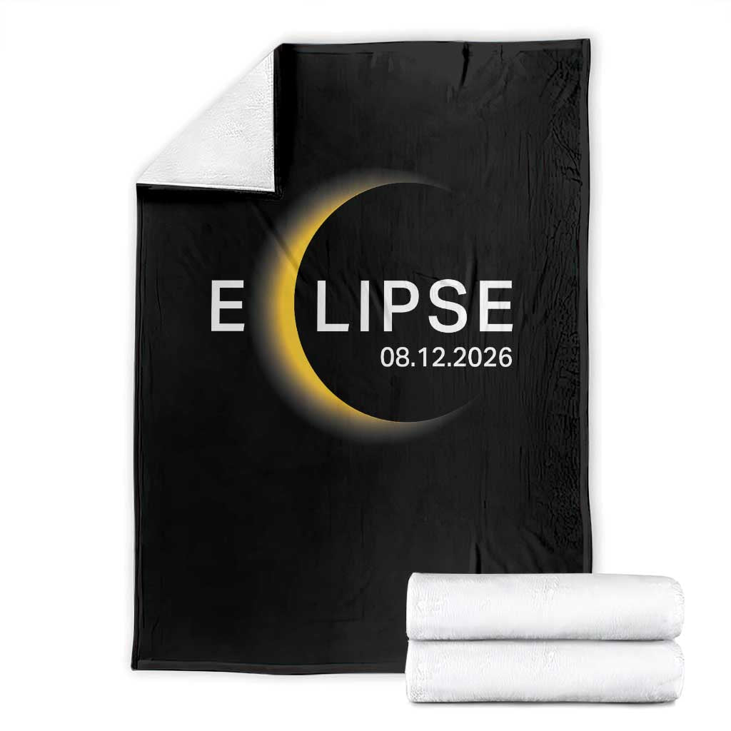 Minimalist 2026 Total Solar Eclipse Throw Blanket August 12 Totality Astronomy Souvenir
