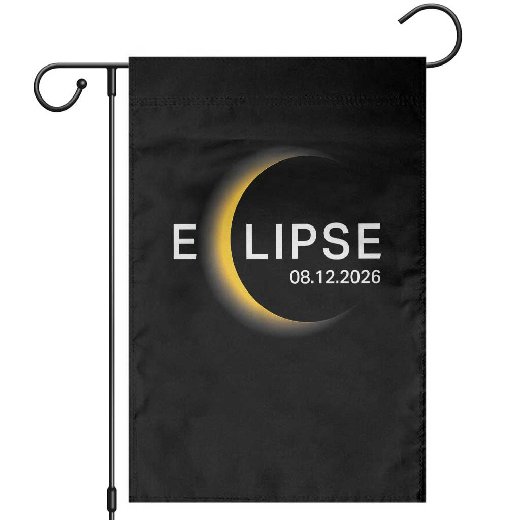 Minimalist 2026 Total Solar Eclipse Garden Flag August 12 Totality Astronomy Souvenir