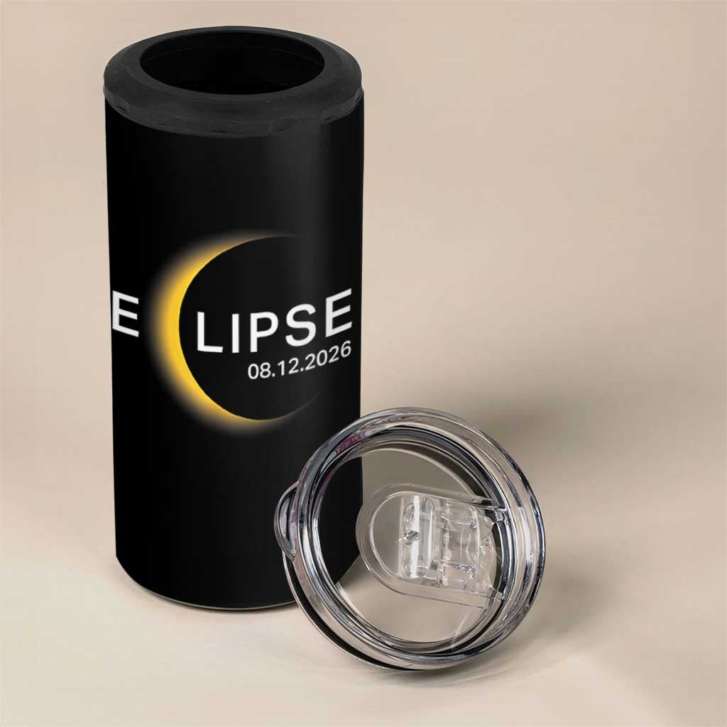 Minimalist 2026 Total Solar Eclipse 4 in 1 Can Cooler Tumbler August 12 Totality Astronomy Souvenir