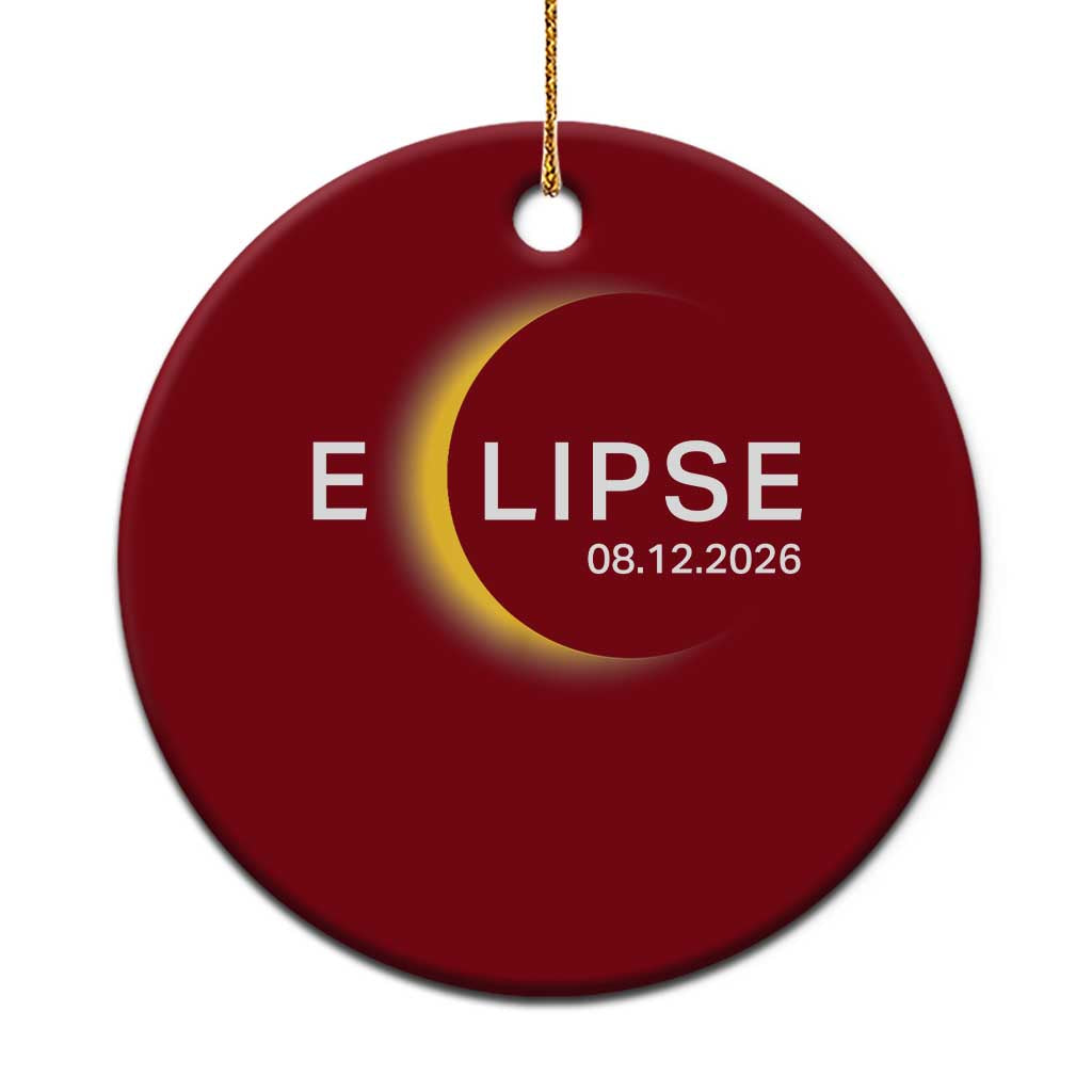 Minimalist 2026 Total Solar Eclipse Ceramic Ornament August 12 Totality Astronomy Souvenir