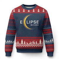 Minimalist 2026 Total Solar Eclipse Ugly Christmas Sweater August 12 Totality Astronomy Souvenir