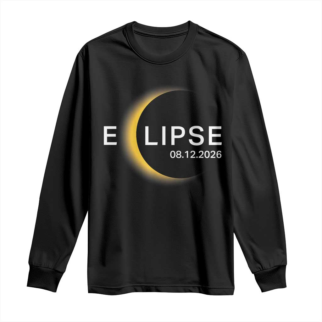 Minimalist 2026 Total Solar Eclipse Long Sleeve Shirt August 12 Totality Astronomy Souvenir