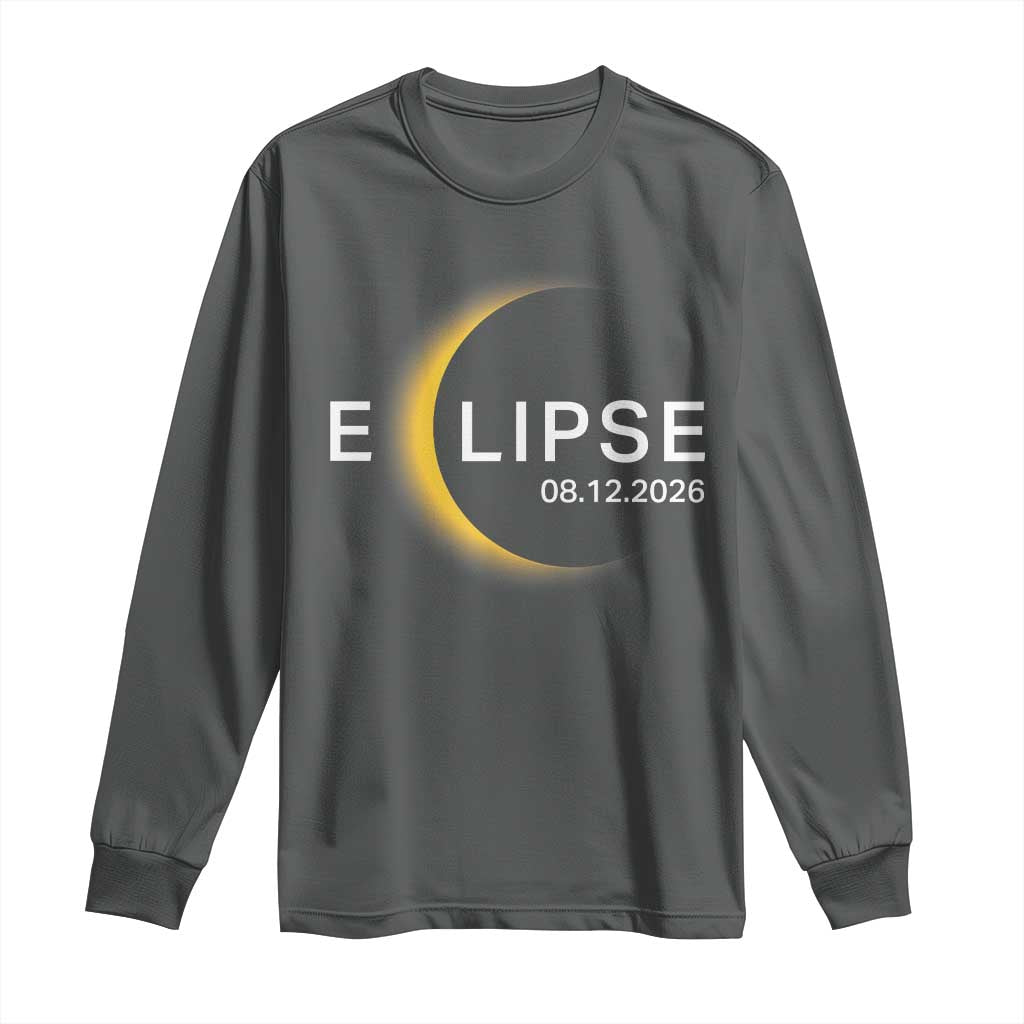 Minimalist 2026 Total Solar Eclipse Long Sleeve Shirt August 12 Totality Astronomy Souvenir
