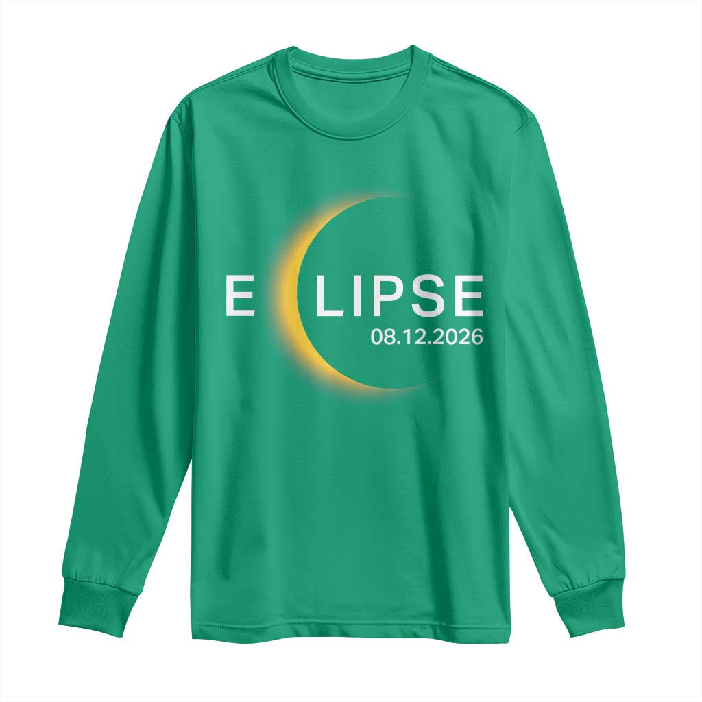 Minimalist 2026 Total Solar Eclipse Long Sleeve Shirt August 12 Totality Astronomy Souvenir
