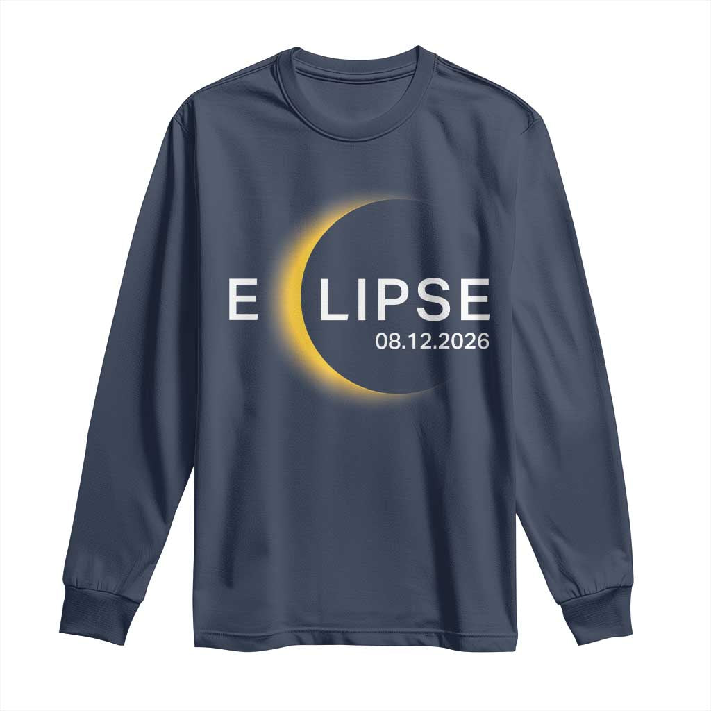 Minimalist 2026 Total Solar Eclipse Long Sleeve Shirt August 12 Totality Astronomy Souvenir