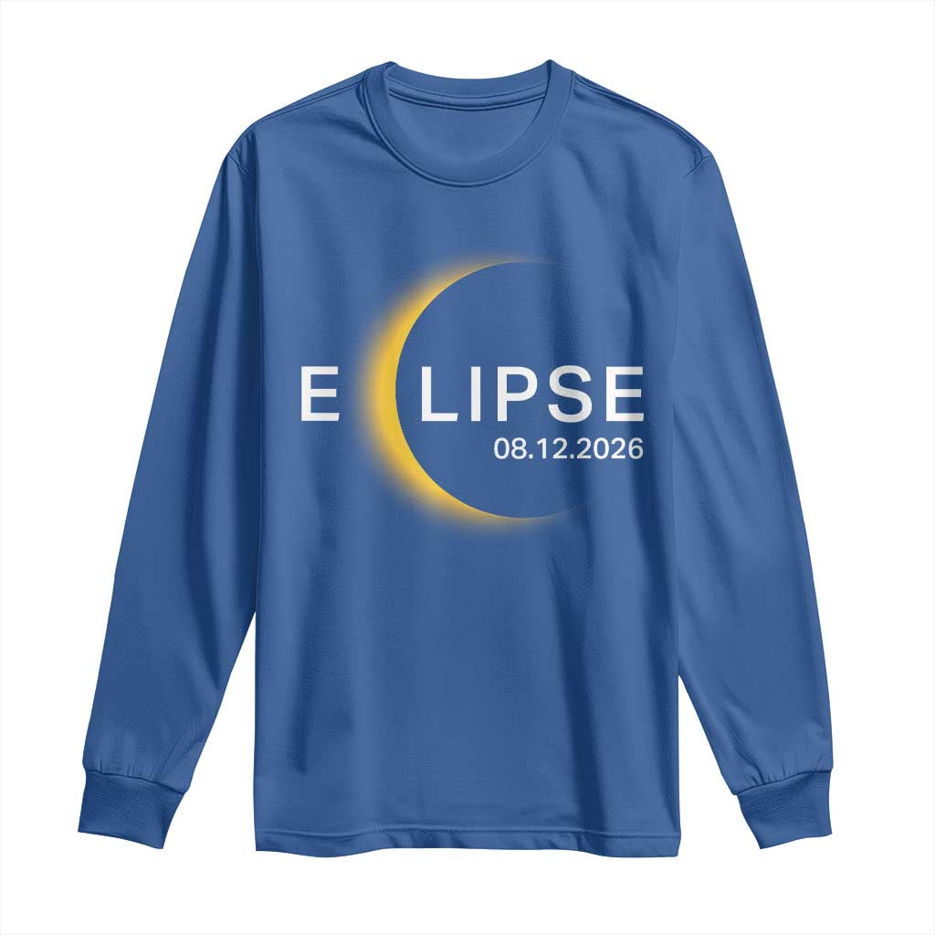 Minimalist 2026 Total Solar Eclipse Long Sleeve Shirt August 12 Totality Astronomy Souvenir