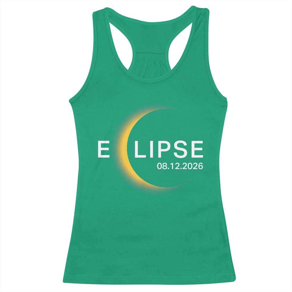 Minimalist 2026 Total Solar Eclipse Racerback Tank Top August 12 Totality Astronomy Souvenir