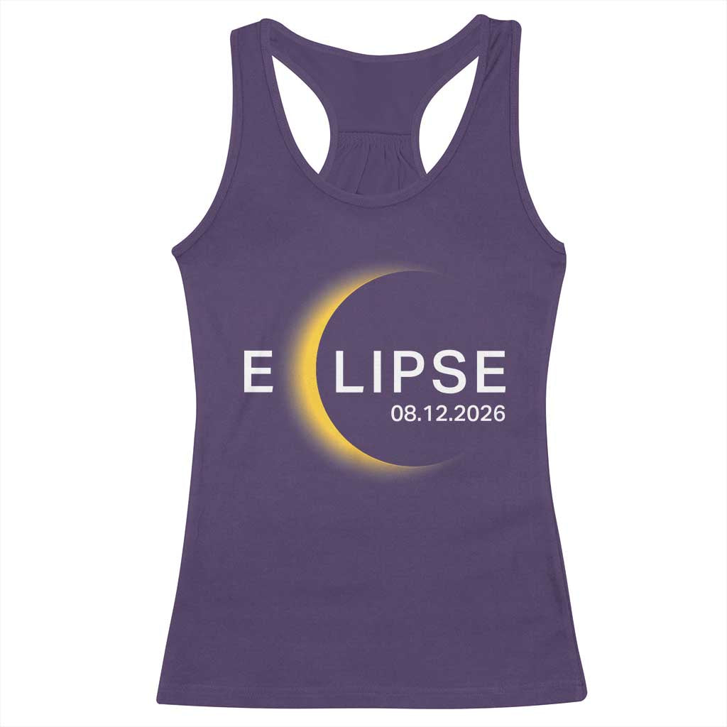 Minimalist 2026 Total Solar Eclipse Racerback Tank Top August 12 Totality Astronomy Souvenir