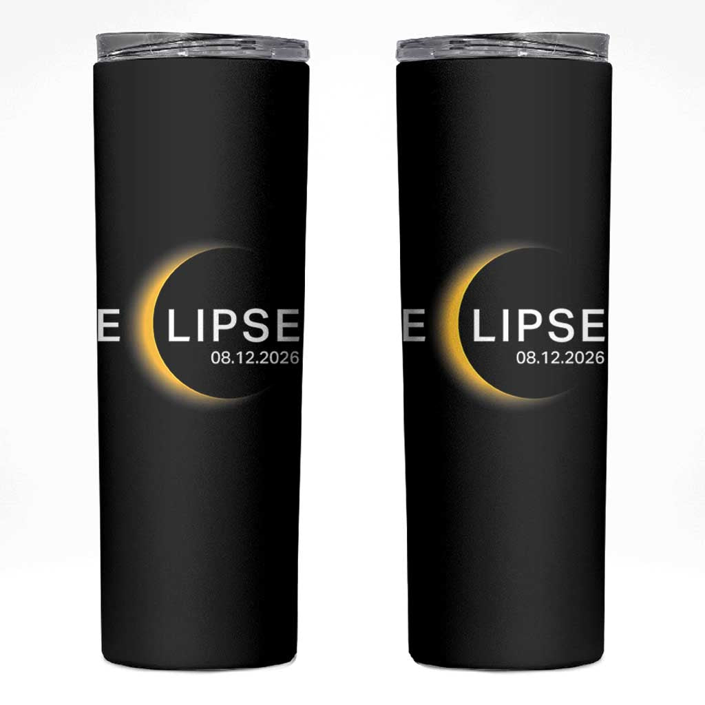 Minimalist 2026 Total Solar Eclipse Skinny Tumbler August 12 Totality Astronomy Souvenir