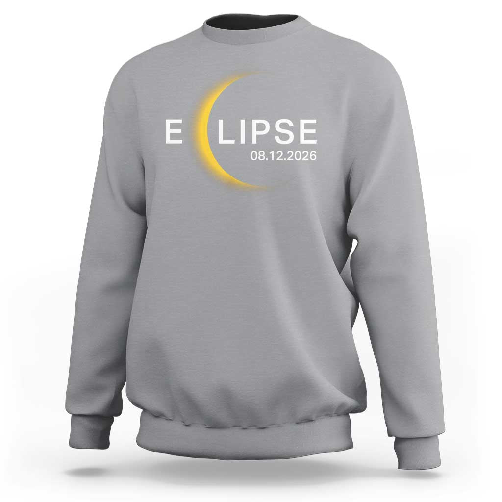 Minimalist 2026 Total Solar Eclipse Sweatshirt August 12 Totality Astronomy Souvenir