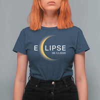 Minimalist 2026 Total Solar Eclipse T Shirt For Women August 12 Totality Astronomy Souvenir