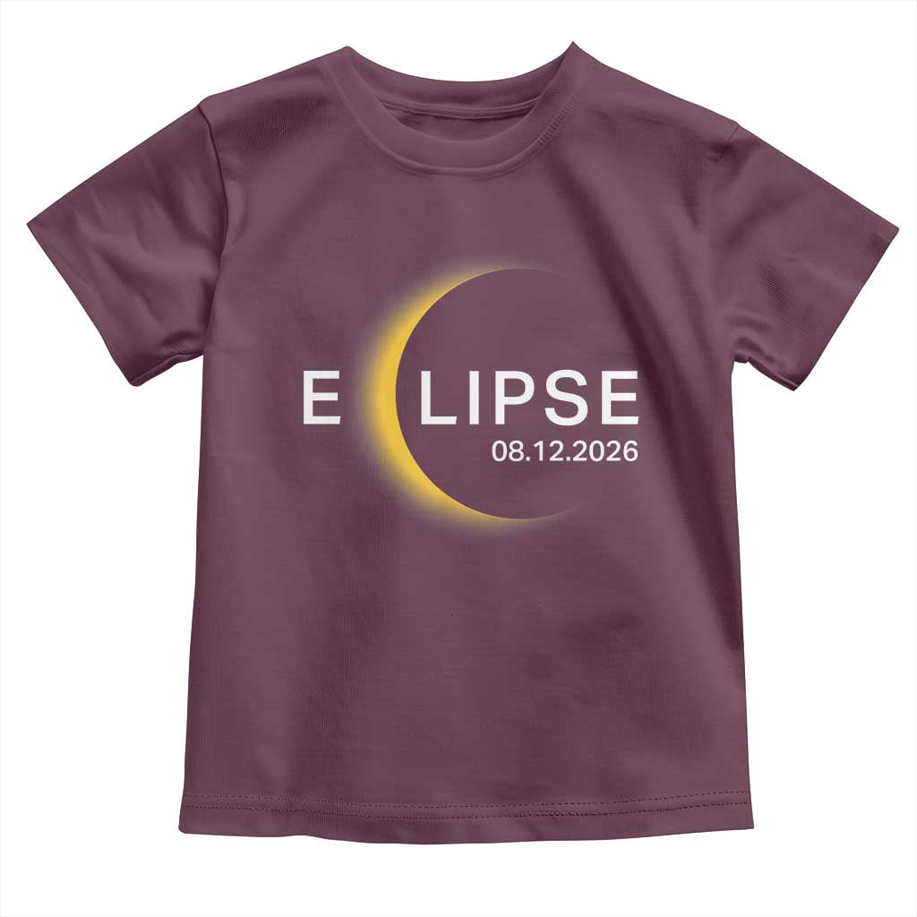 Minimalist 2026 Total Solar Eclipse Toddler T Shirt August 12 Totality Astronomy Souvenir