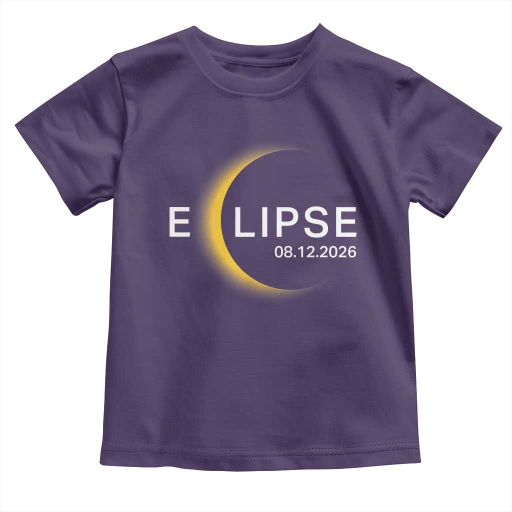 Minimalist 2026 Total Solar Eclipse Toddler T Shirt August 12 Totality Astronomy Souvenir