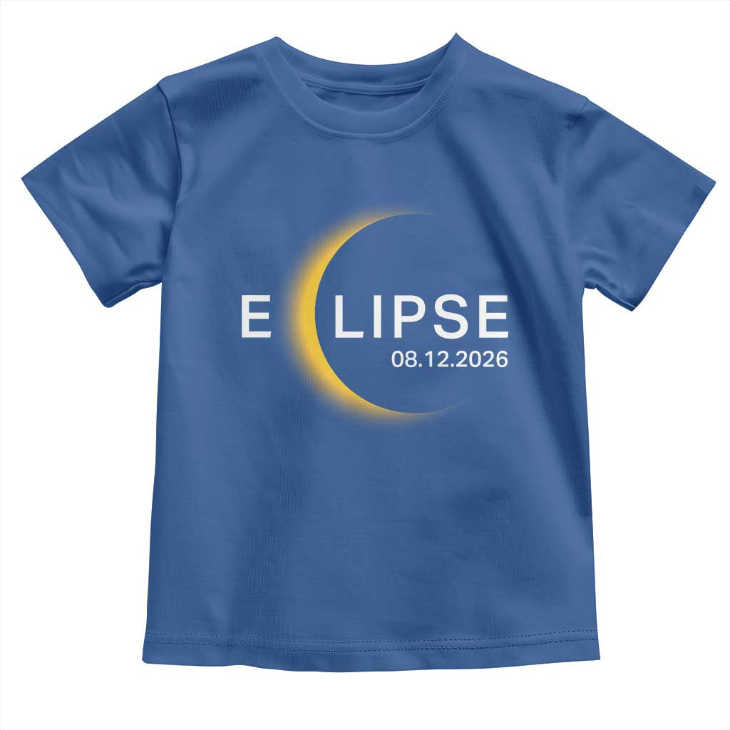 Minimalist 2026 Total Solar Eclipse Toddler T Shirt August 12 Totality Astronomy Souvenir