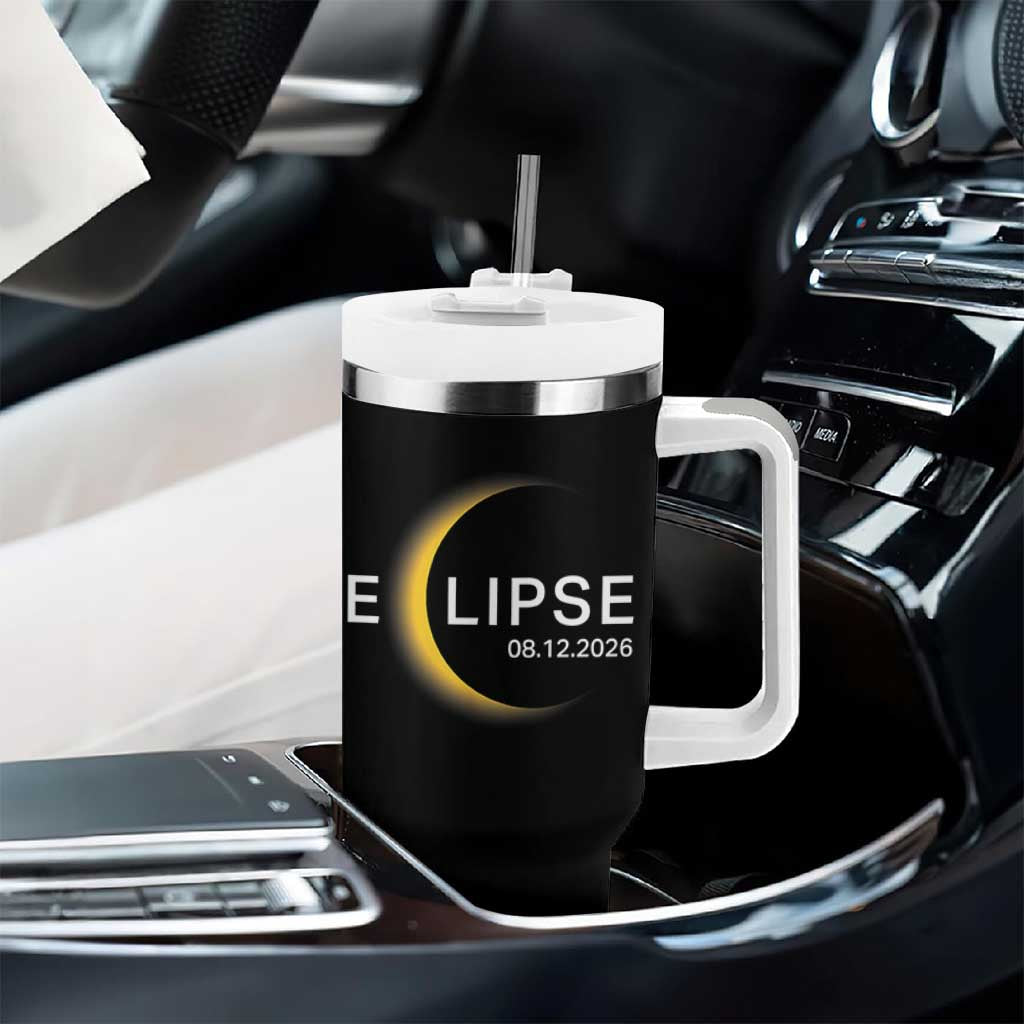 Minimalist 2026 Total Solar Eclipse Tumbler With Handle August 12 Totality Astronomy Souvenir