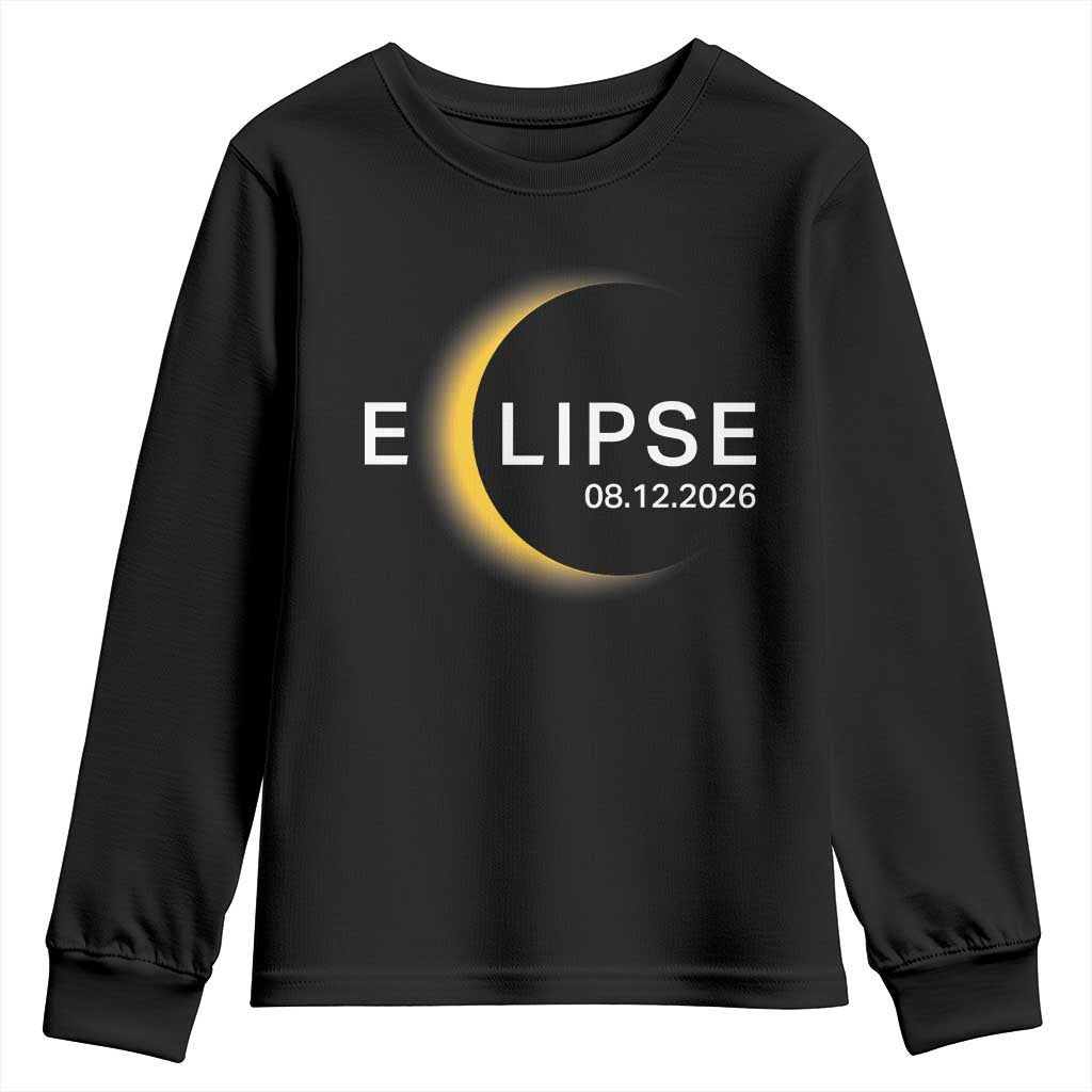 Minimalist 2026 Total Solar Eclipse Youth Sweatshirt August 12 Totality Astronomy Souvenir