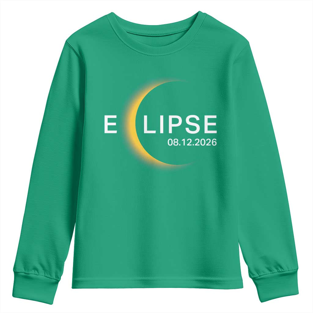 Minimalist 2026 Total Solar Eclipse Youth Sweatshirt August 12 Totality Astronomy Souvenir