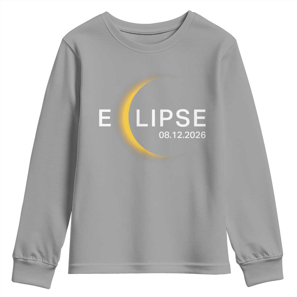 Minimalist 2026 Total Solar Eclipse Youth Sweatshirt August 12 Totality Astronomy Souvenir