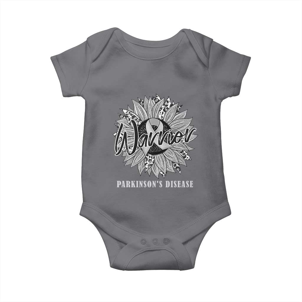 Parkinson's Warrior Baby Onesie Silver Ribbon Sunflower Support Awareness