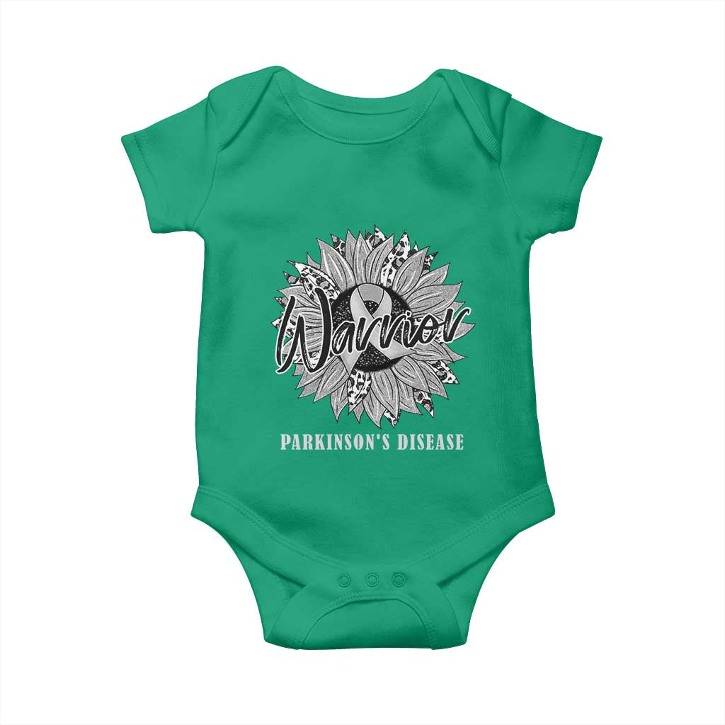 Parkinson's Warrior Baby Onesie Silver Ribbon Sunflower Support Awareness