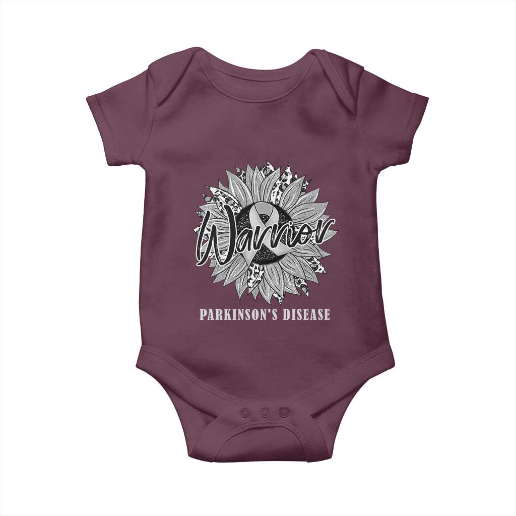 Parkinson's Warrior Baby Onesie Silver Ribbon Sunflower Support Awareness