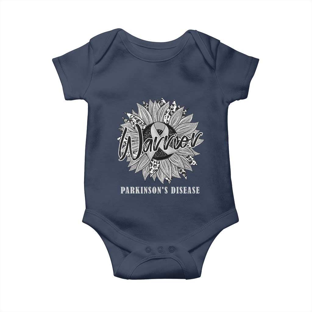 Parkinson's Warrior Baby Onesie Silver Ribbon Sunflower Support Awareness
