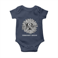 Parkinson's Warrior Baby Onesie Silver Ribbon Sunflower Support Awareness