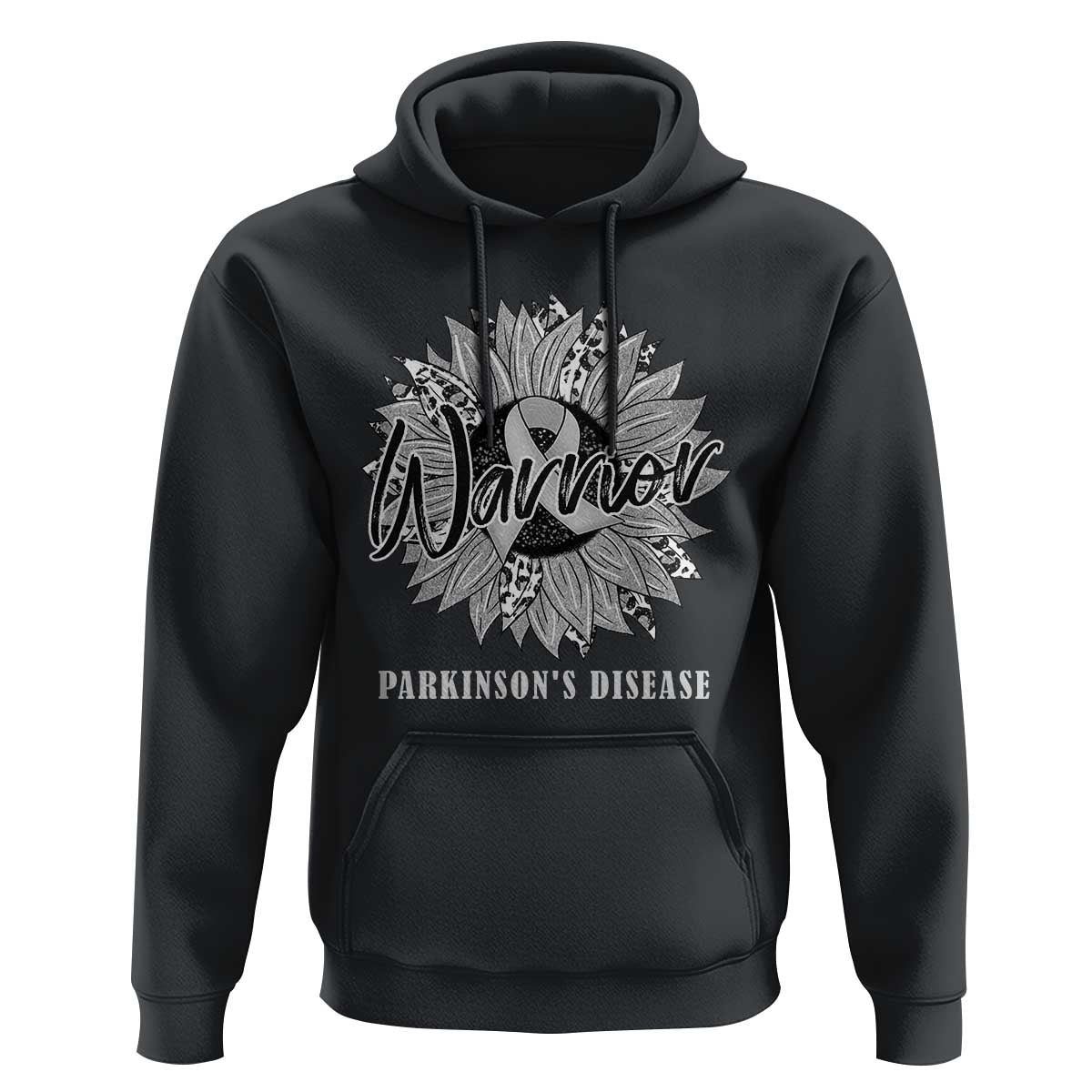 Parkinson's Warrior Hoodie Silver Ribbon Sunflower Support Awareness