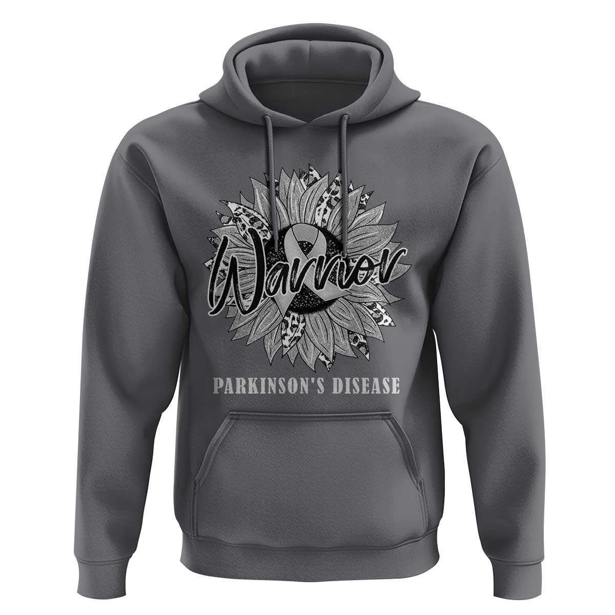 Parkinson's Warrior Hoodie Silver Ribbon Sunflower Support Awareness
