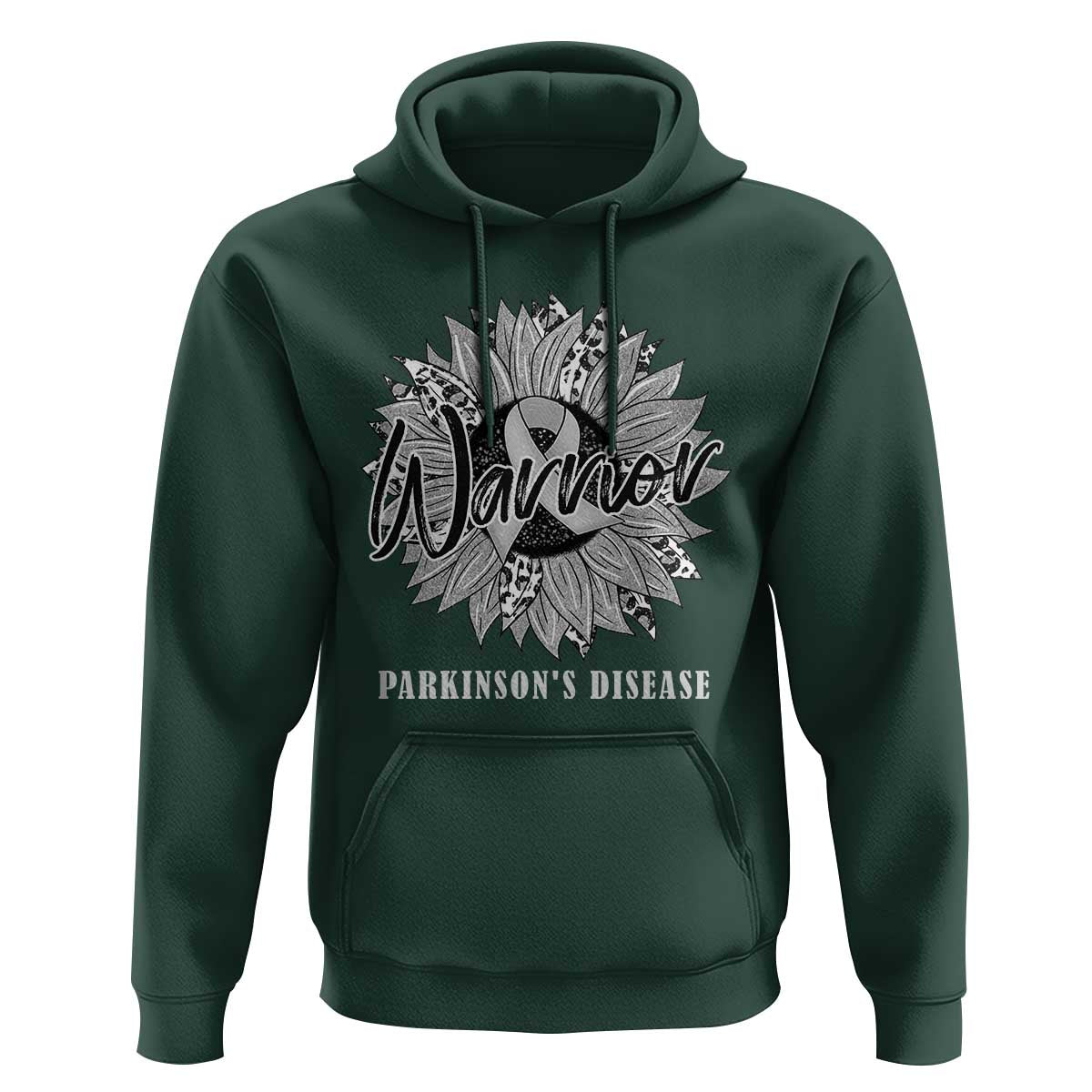 Parkinson's Warrior Hoodie Silver Ribbon Sunflower Support Awareness