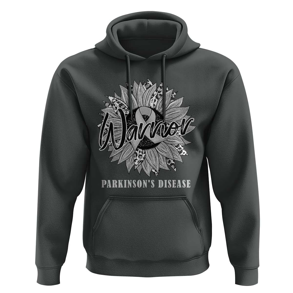 Parkinson's Warrior Hoodie Silver Ribbon Sunflower Support Awareness