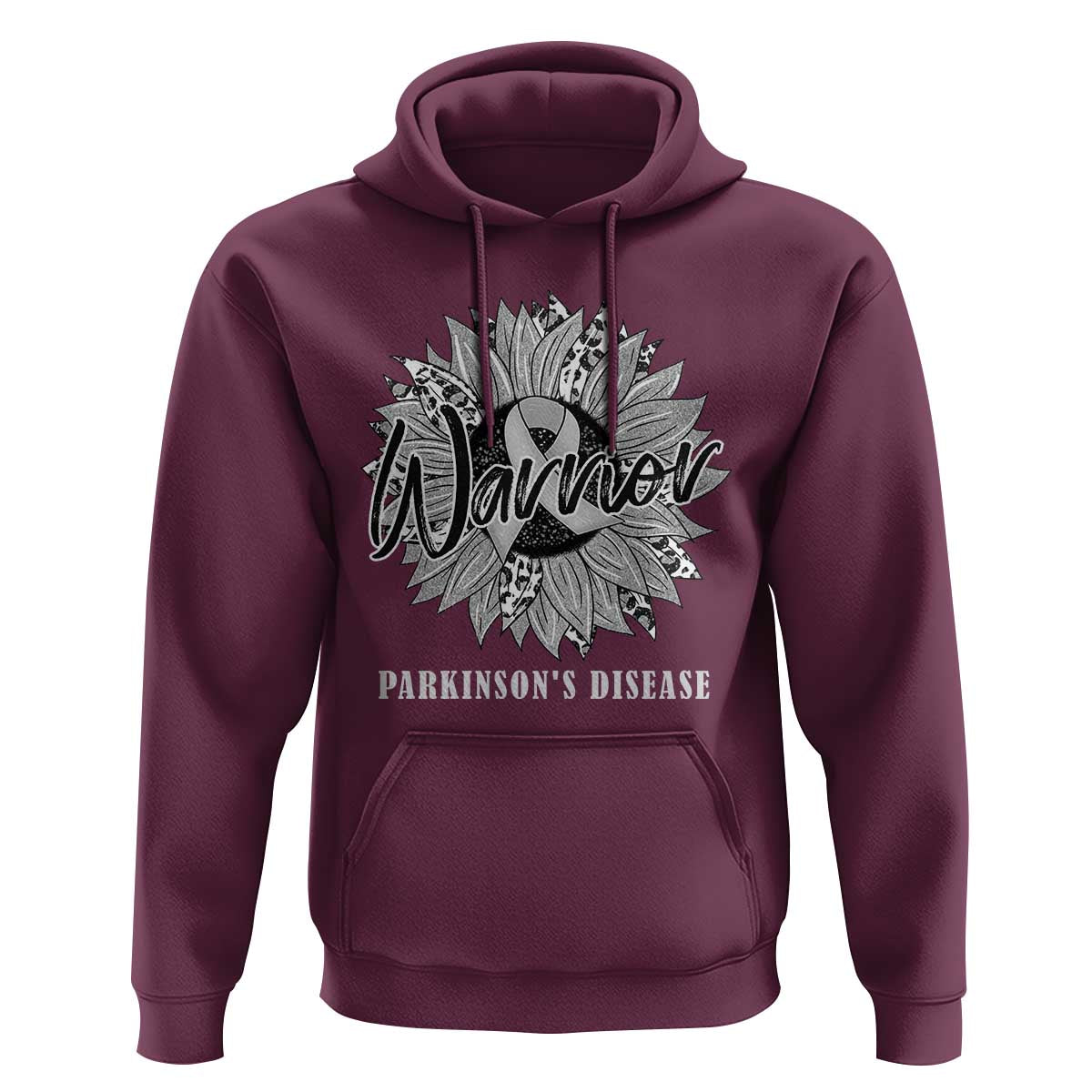 Parkinson's Warrior Hoodie Silver Ribbon Sunflower Support Awareness