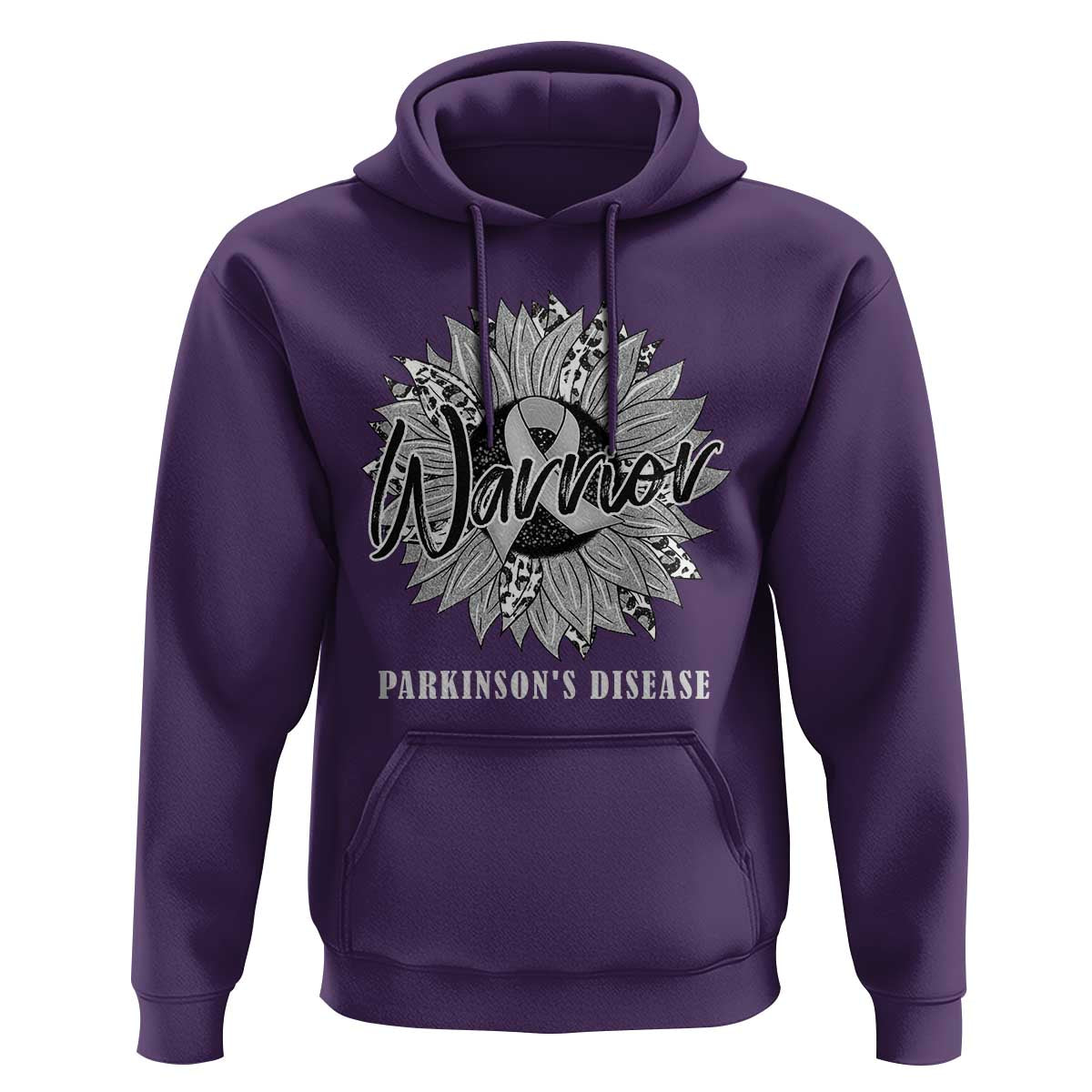 Parkinson's Warrior Hoodie Silver Ribbon Sunflower Support Awareness