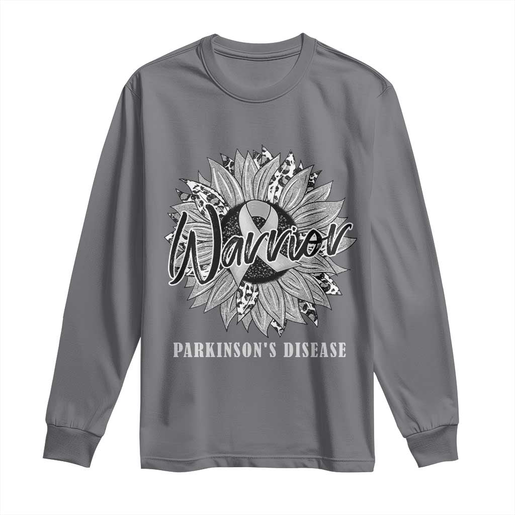 Parkinson's Warrior Long Sleeve Shirt Silver Ribbon Sunflower Support Awareness