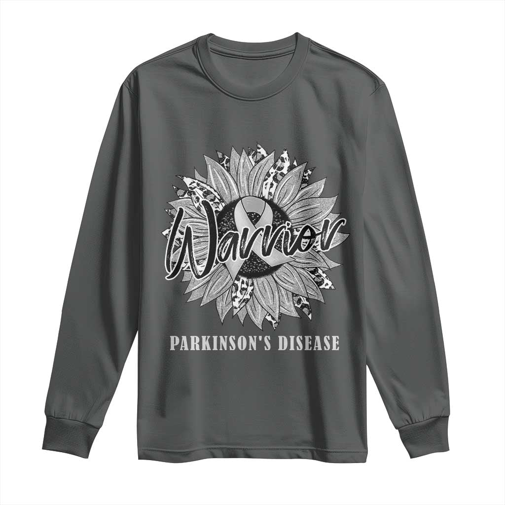 Parkinson's Warrior Long Sleeve Shirt Silver Ribbon Sunflower Support Awareness
