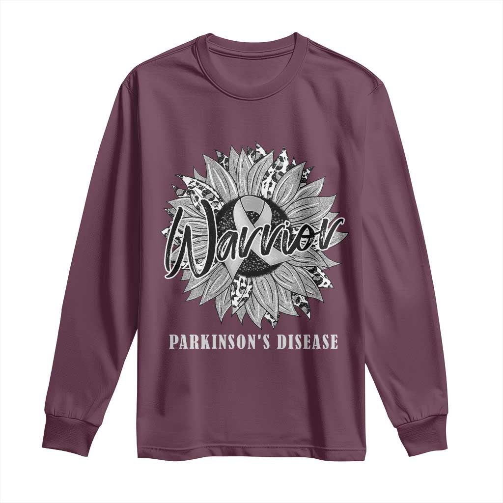 Parkinson's Warrior Long Sleeve Shirt Silver Ribbon Sunflower Support Awareness
