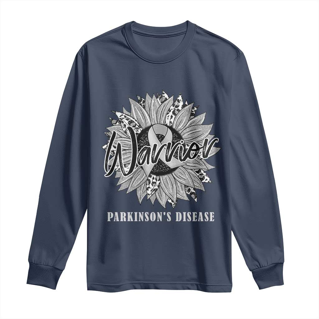 Parkinson's Warrior Long Sleeve Shirt Silver Ribbon Sunflower Support Awareness