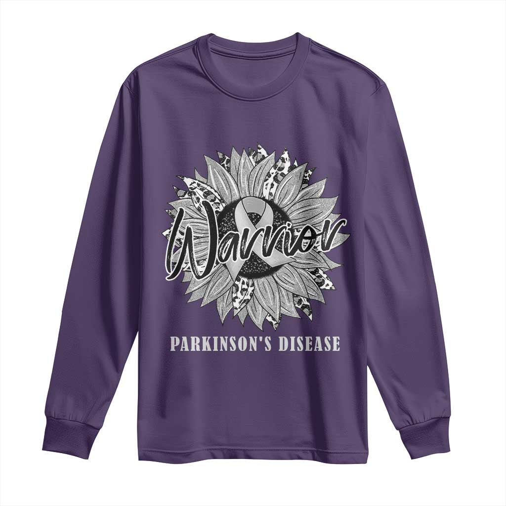 Parkinson's Warrior Long Sleeve Shirt Silver Ribbon Sunflower Support Awareness