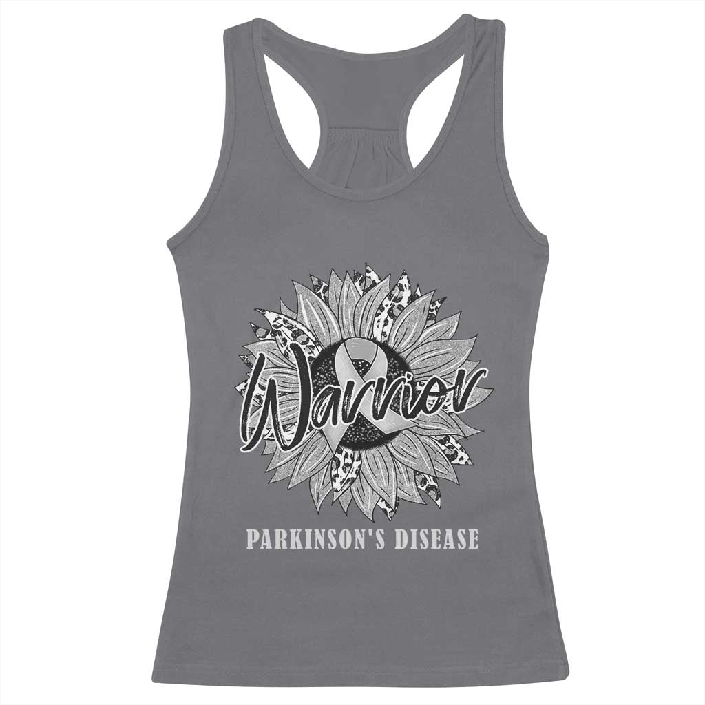Parkinson's Warrior Racerback Tank Top Silver Ribbon Sunflower Support Awareness
