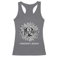 Parkinson's Warrior Racerback Tank Top Silver Ribbon Sunflower Support Awareness