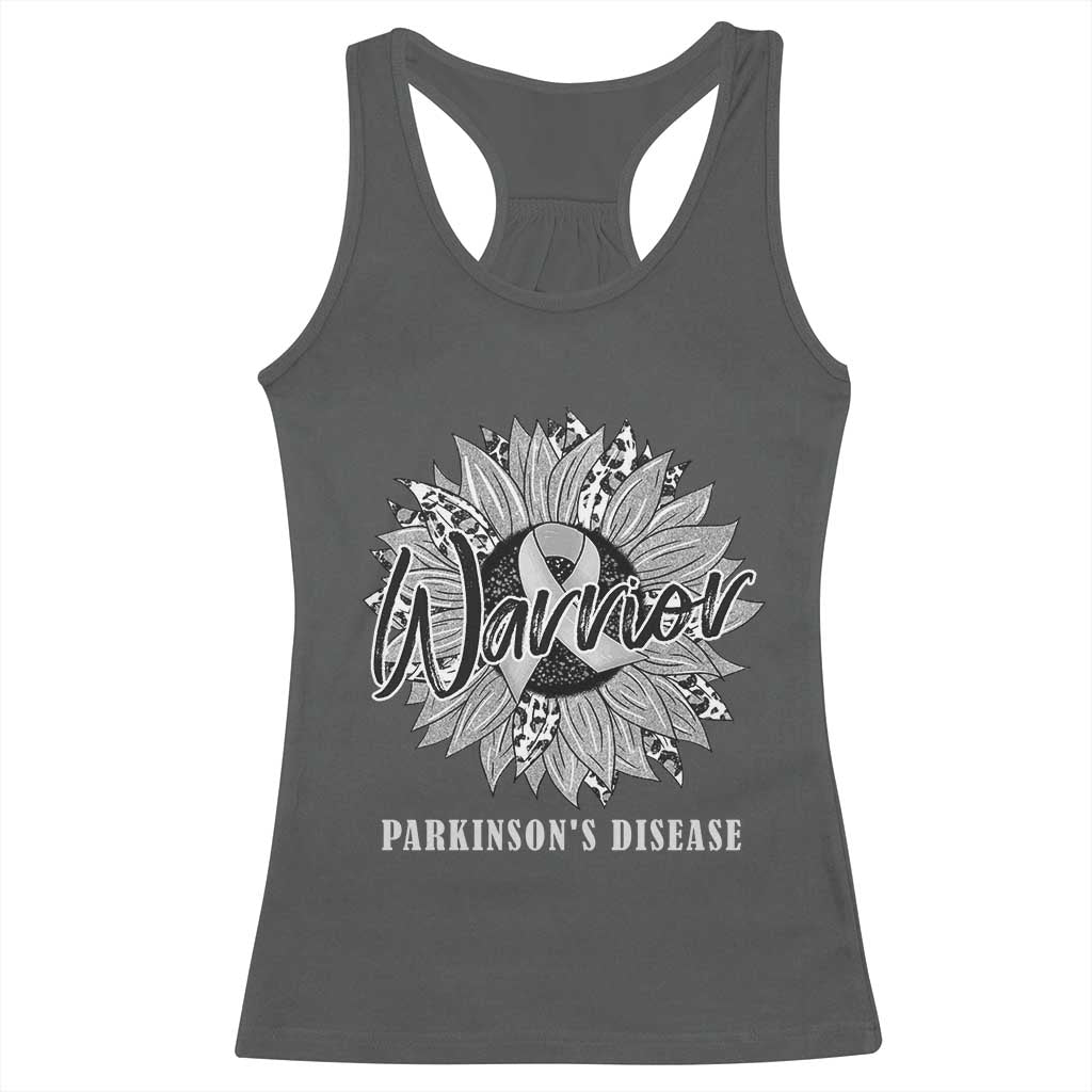 Parkinson's Warrior Racerback Tank Top Silver Ribbon Sunflower Support Awareness