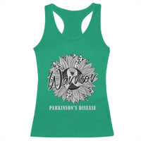 Parkinson's Warrior Racerback Tank Top Silver Ribbon Sunflower Support Awareness