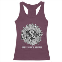 Parkinson's Warrior Racerback Tank Top Silver Ribbon Sunflower Support Awareness