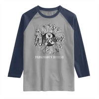 Parkinson's Warrior Raglan Shirt Silver Ribbon Sunflower Support Awareness