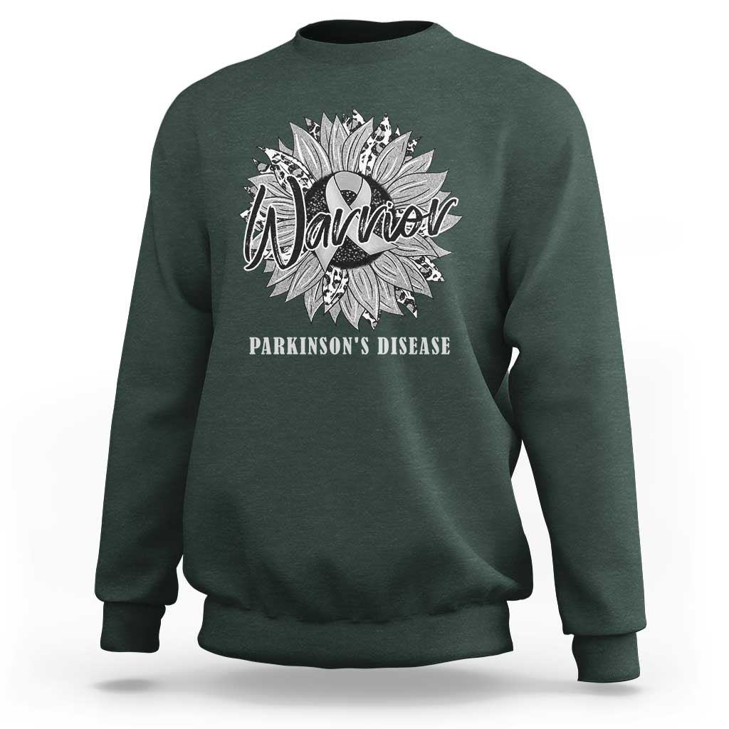 Parkinson's Warrior Sweatshirt Silver Ribbon Sunflower Support Awareness